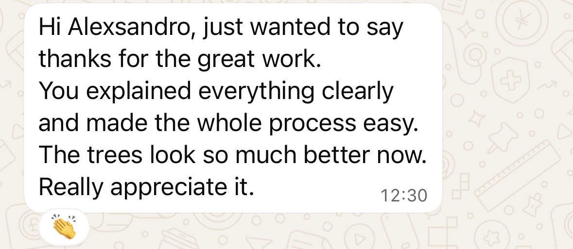 WhatsApp testimonial - Thanks for the great work